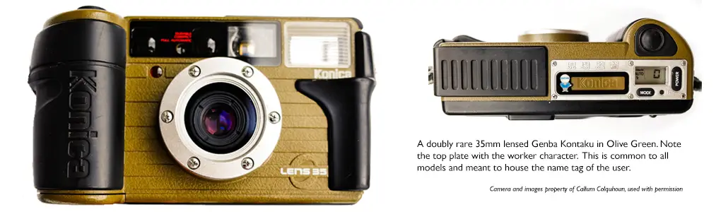 Konica Genba Kontaku 28 WB camera front and top view