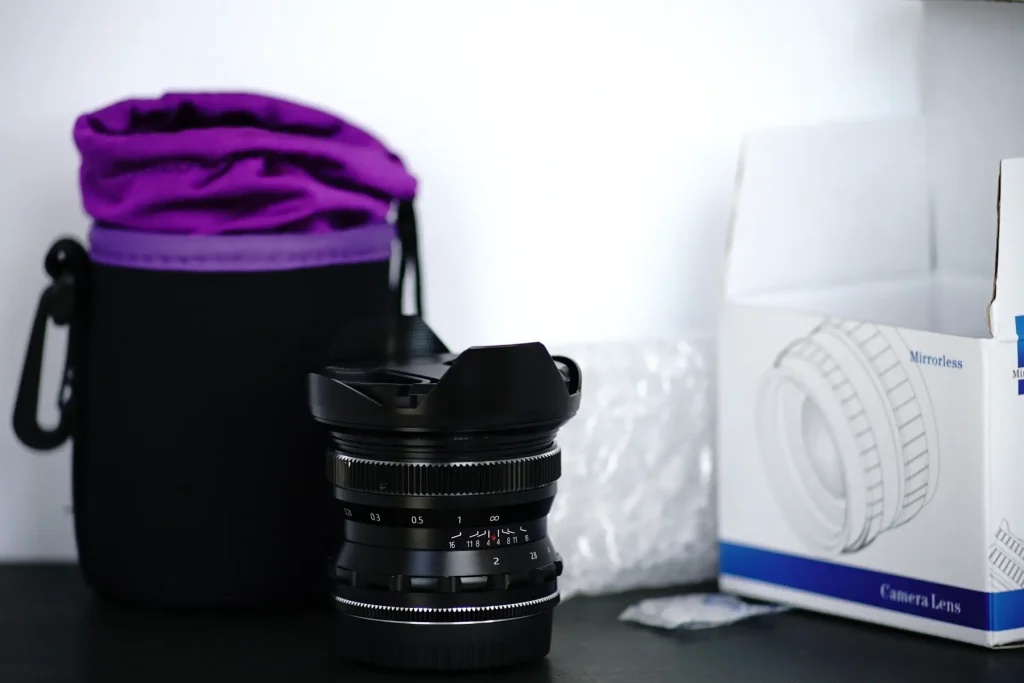 Pergear 12mm f/2 box and bag