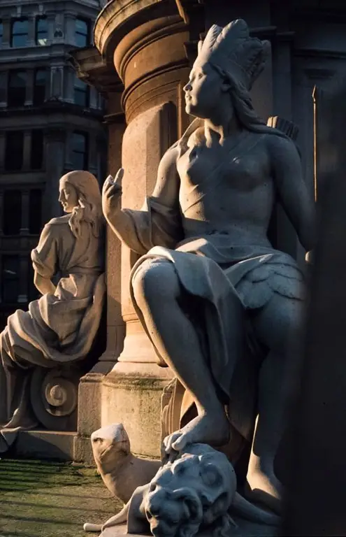 statue representing 'America' from the base of Queen Anne's statue outside St Paul's Cathederal, London