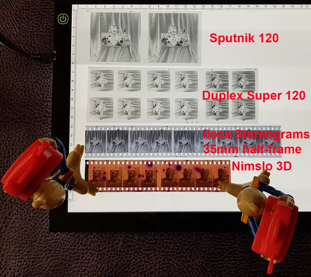 Different film frame formats, from different stereoscopic cameras