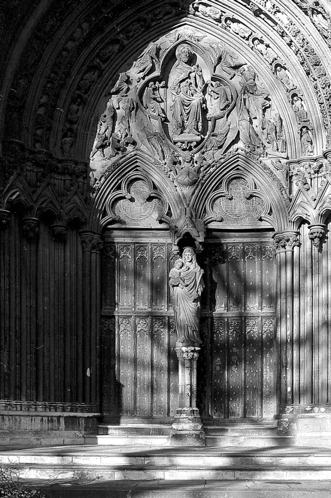 Door detail, West Front, Lincoln Cathedral.