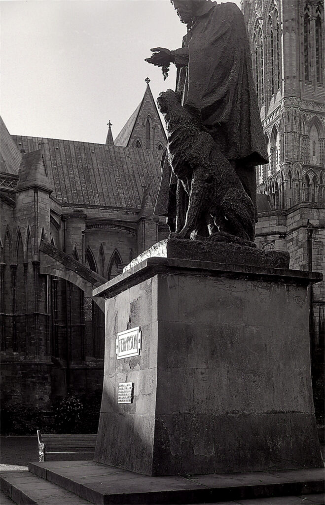 Detail of Tennyson statue, Lincoln Cathdral precinct.