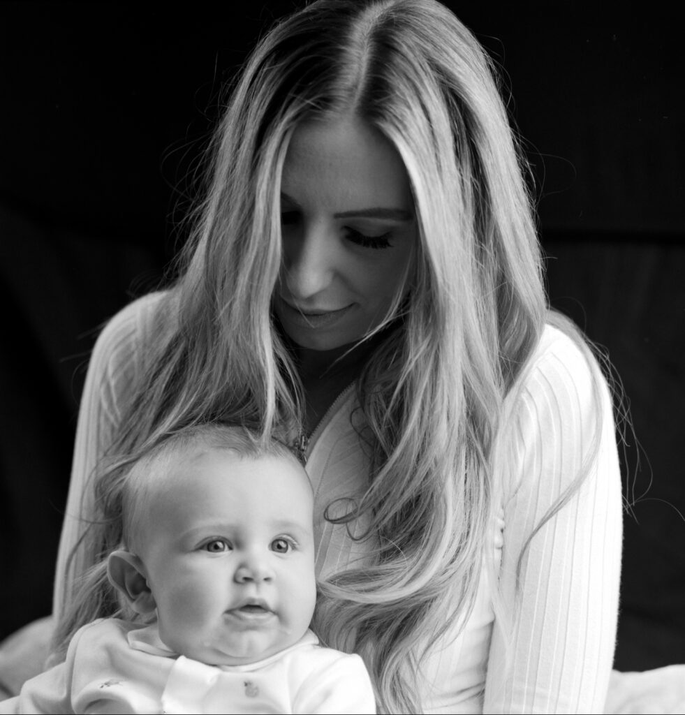Black and white mother and baby photography shoot by Ted Smith Photography 