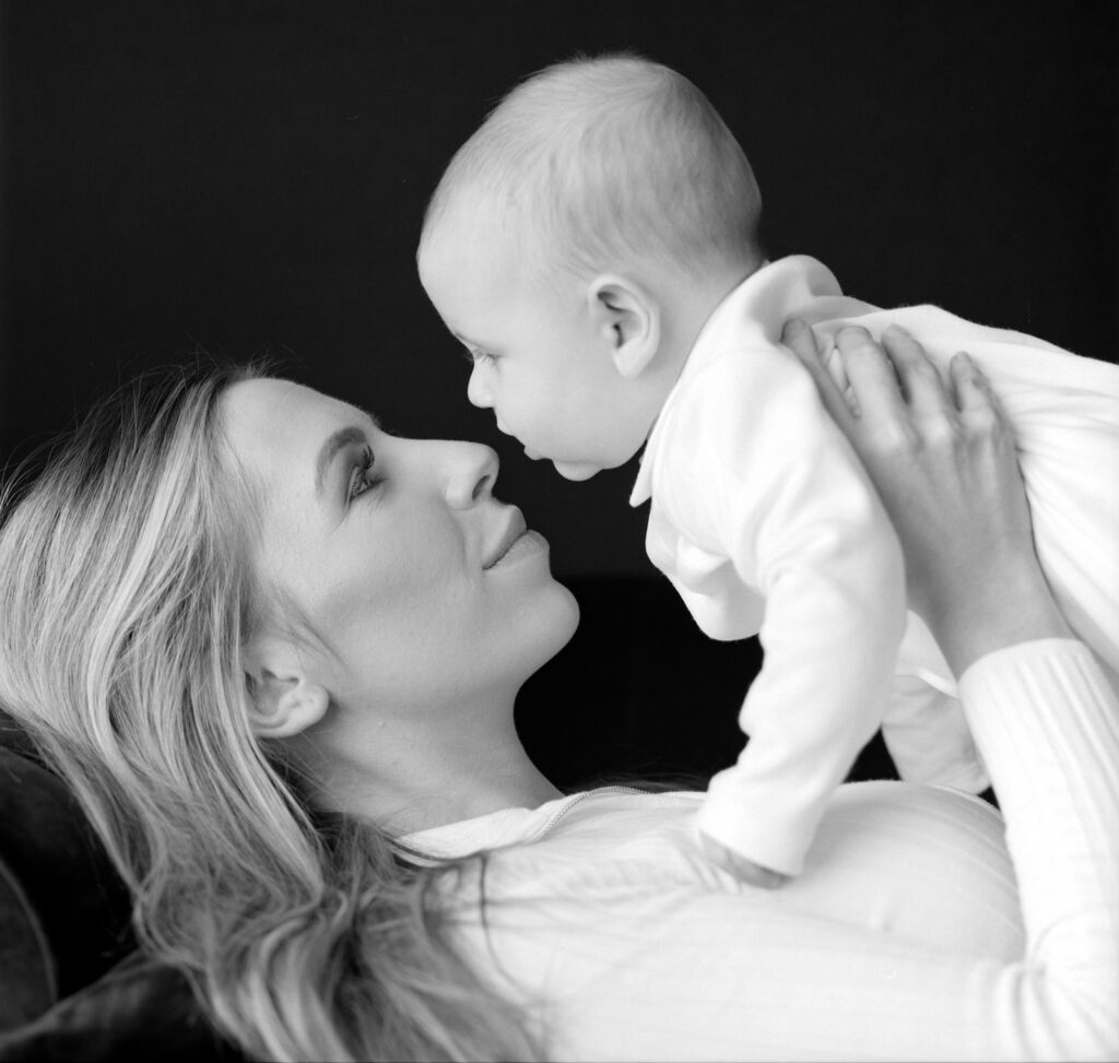 Black and white mother and baby photography shoot by Ted Smith Photography 