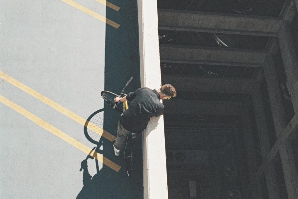 One last look before going down way too fast into this parking garage 