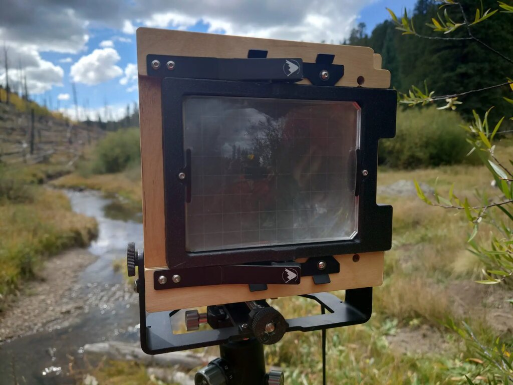 ground glass of an intrepid 4x5 camera