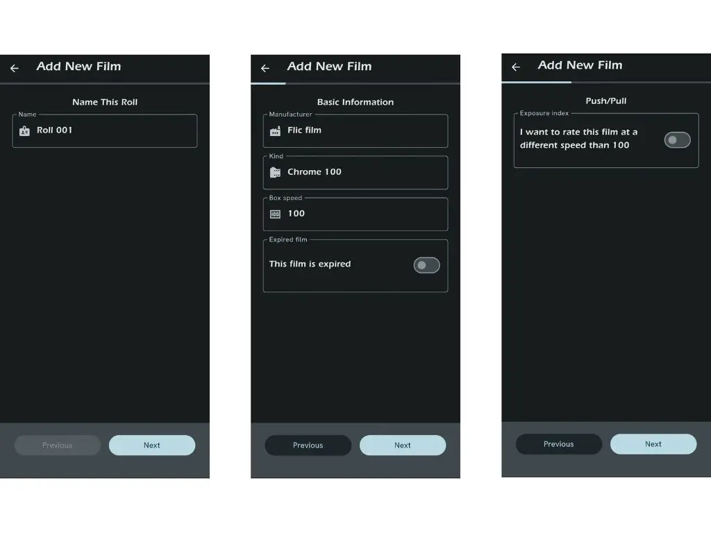 Crown and Flint Mobile Metadata & Management App for Film Photographers Screenshots