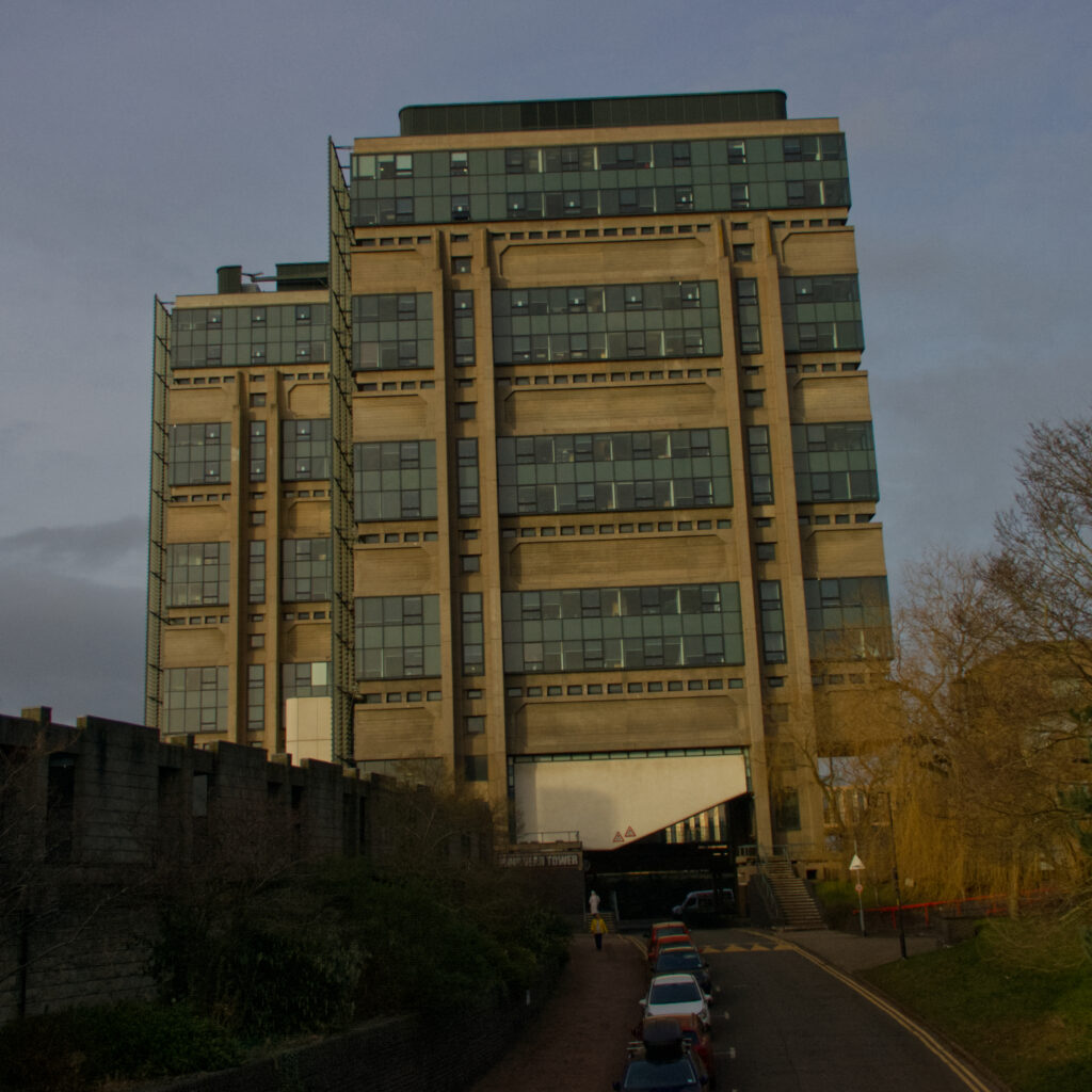 Picture of a 1970s Brutalist inspired building. 