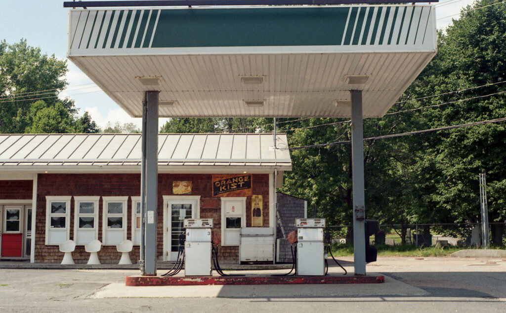 Pumps in front of gas station
