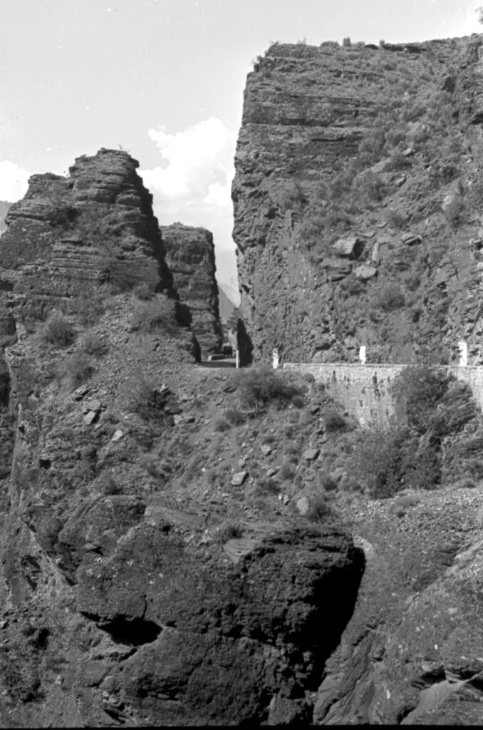 Black and white image of the Gorges de Daluis, France.