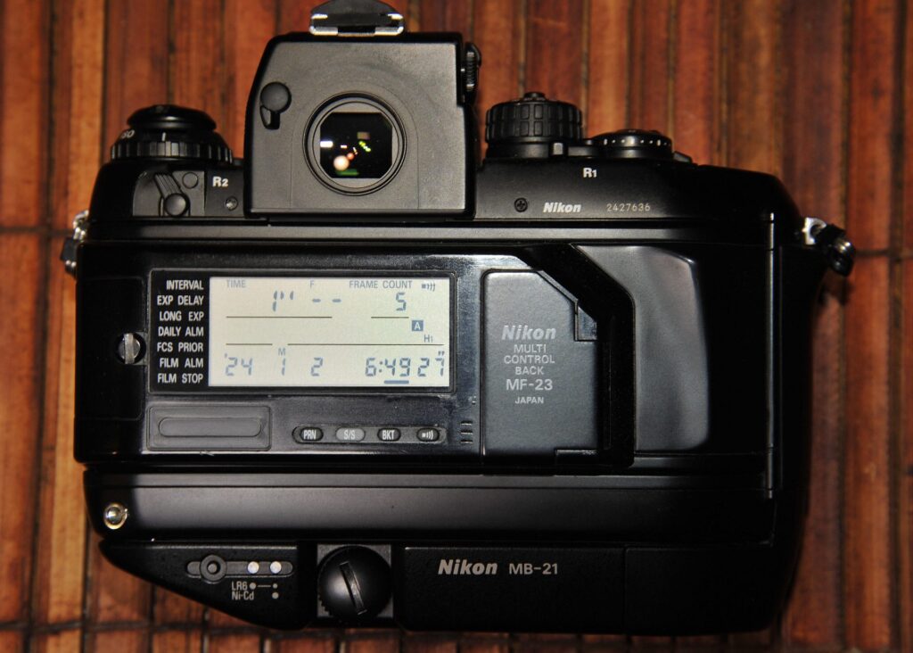 Backside of Nikon F4 with an advanced databack.