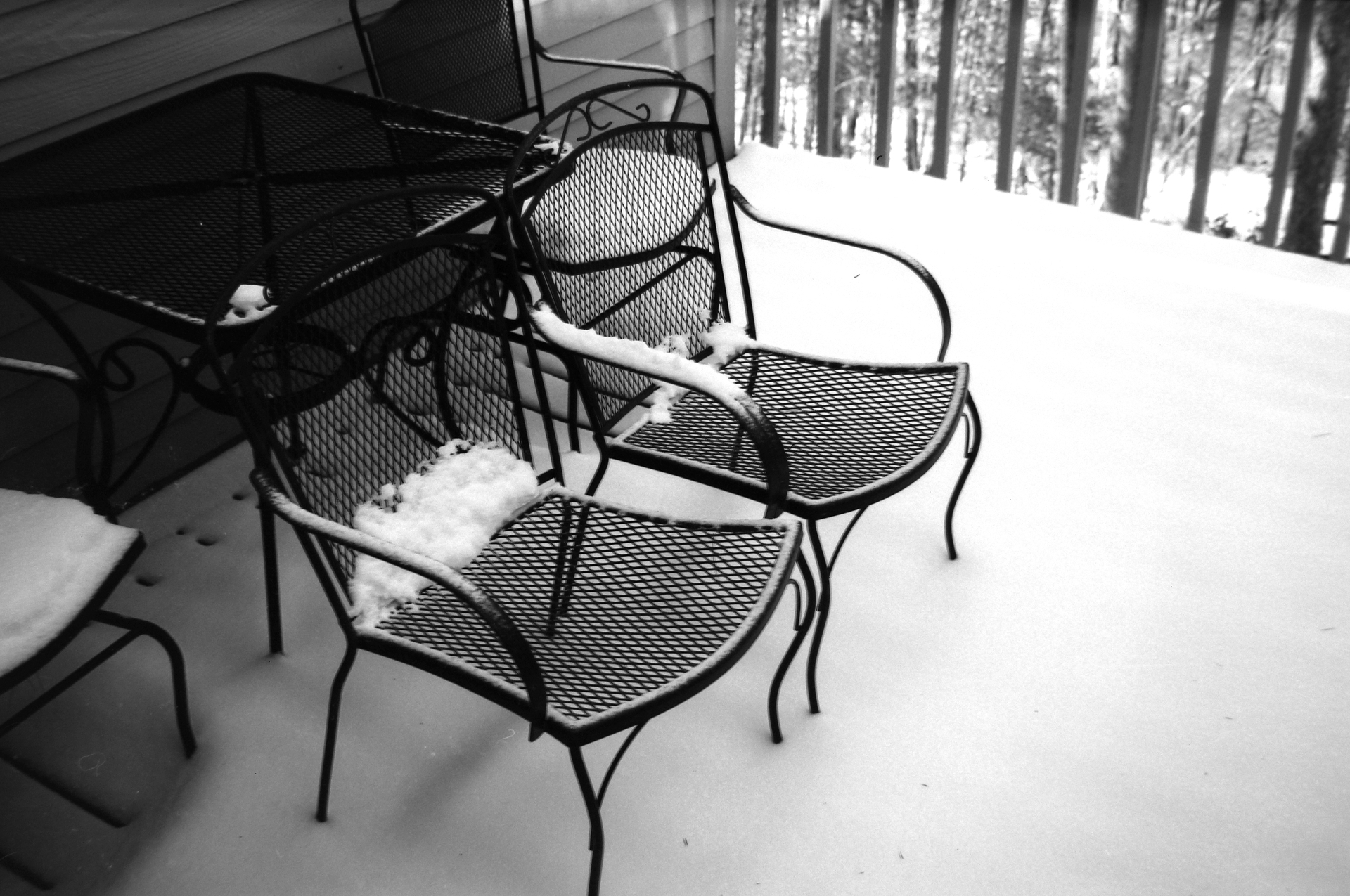 Snowy deck chairs