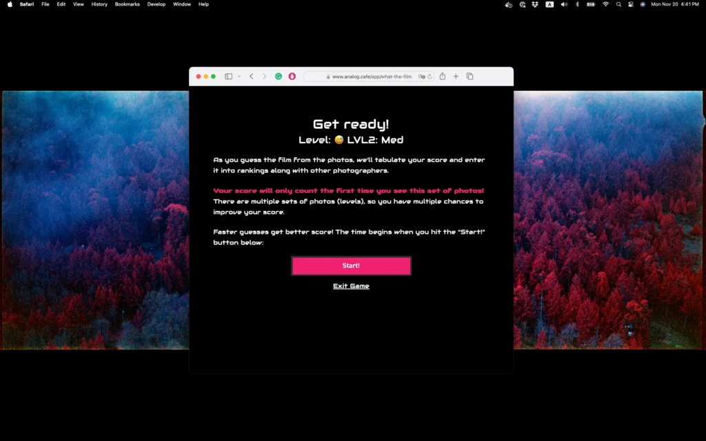 What the Film?! Web App Game for Film Photographers