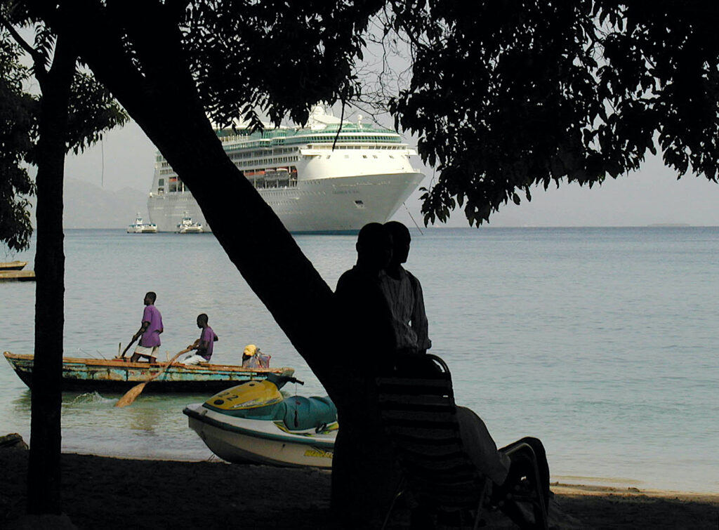 Cruise ship at anchor.