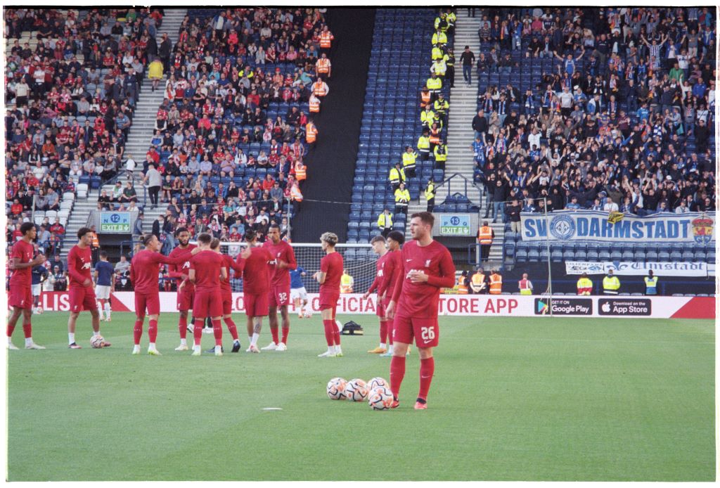 Andy Robertson of Liverpool FC warming up at Deepdale. Canon z155, Portra 800.