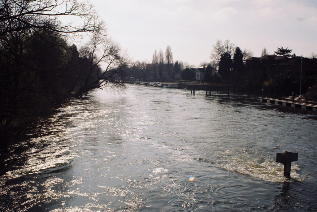 River Thames at Maidenhead, facing upstream and into light