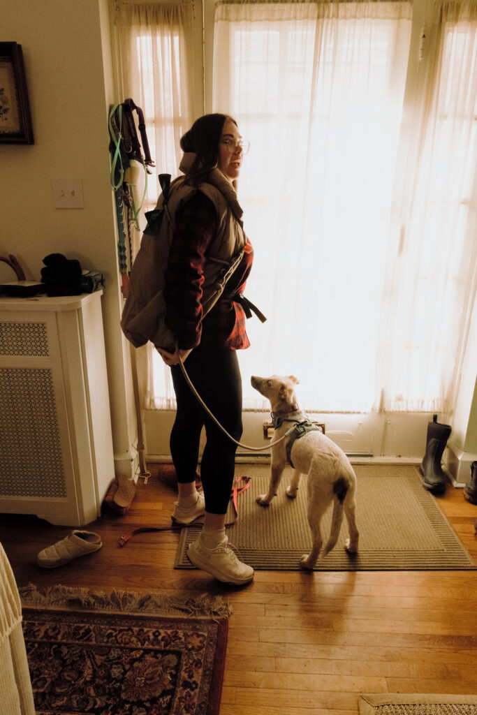 Person with dog on leash