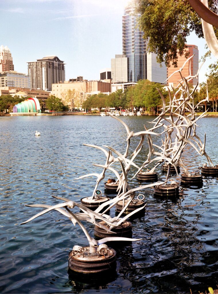 Flying bird sculpture