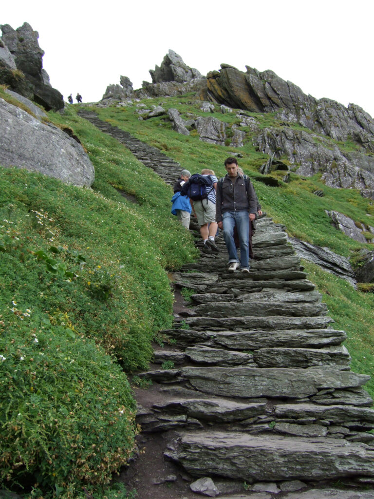 Carefully climbing back down