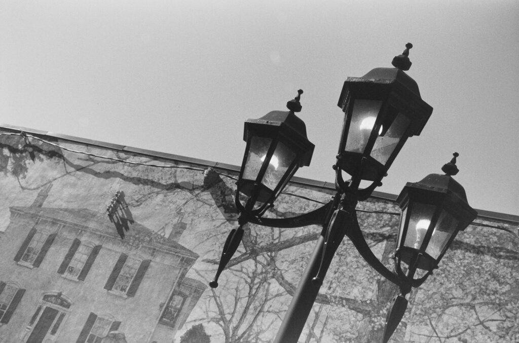 Mural and lamp post