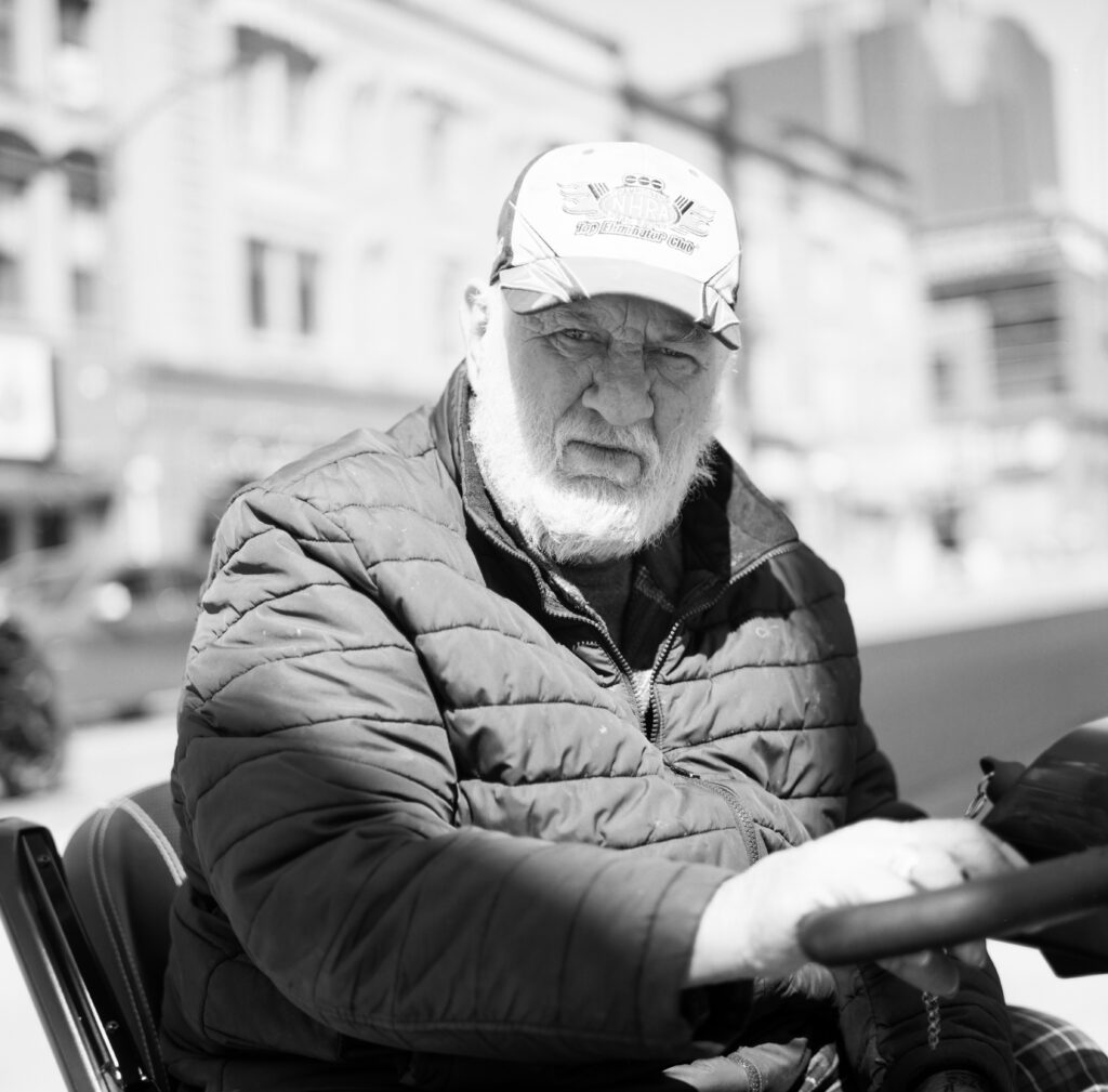 Man on mobility scooter