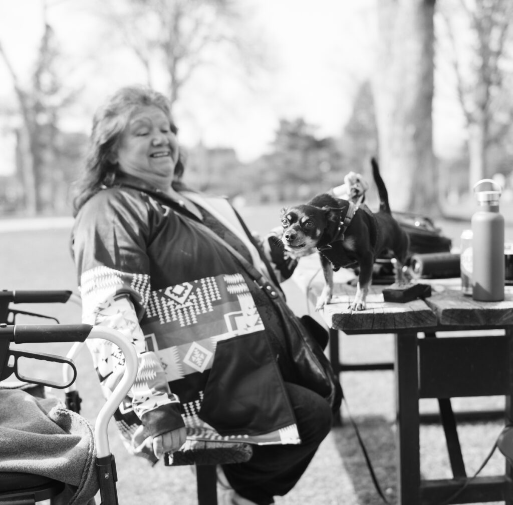 Woman with chihuahua