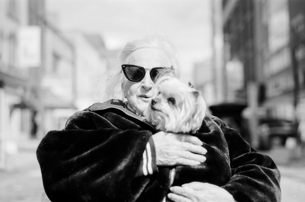 Elderly woman with dog