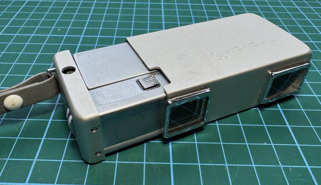 The compact Minolta 16 II 16mm camera from the early 1960s