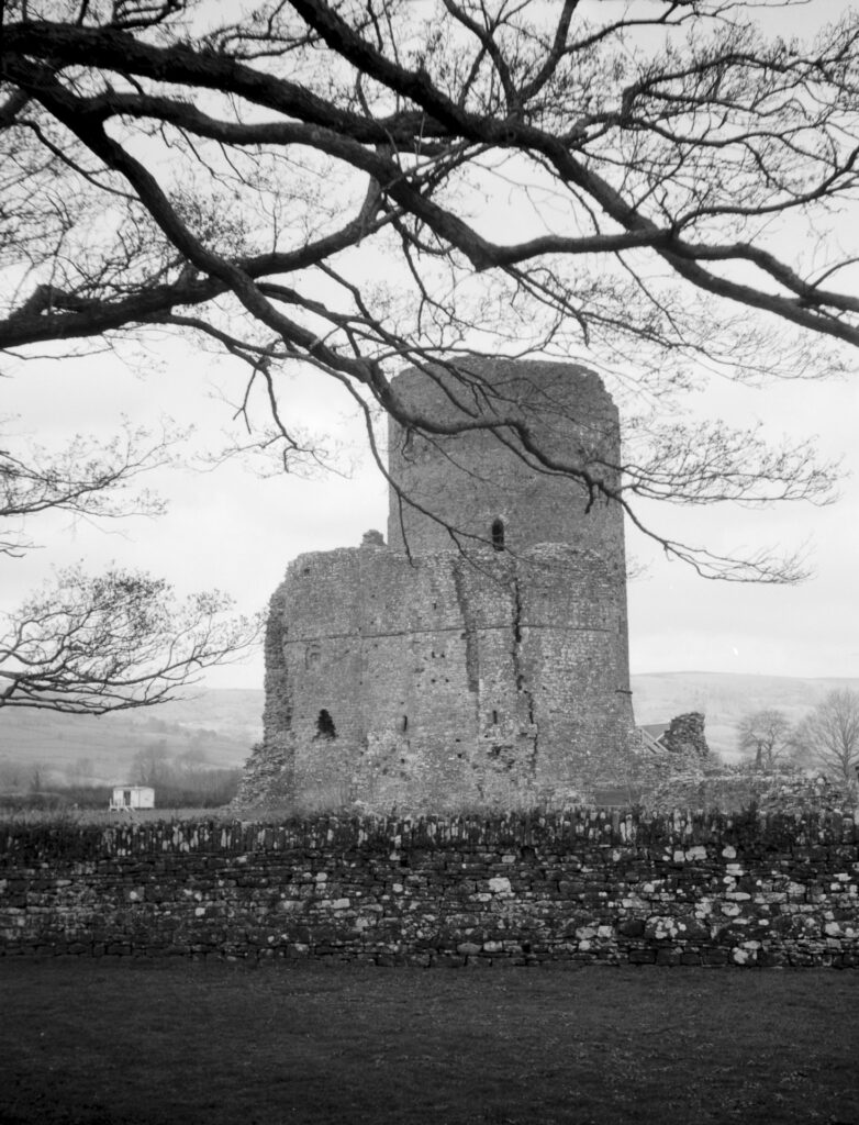 Tretower Castle and Court B&W photo