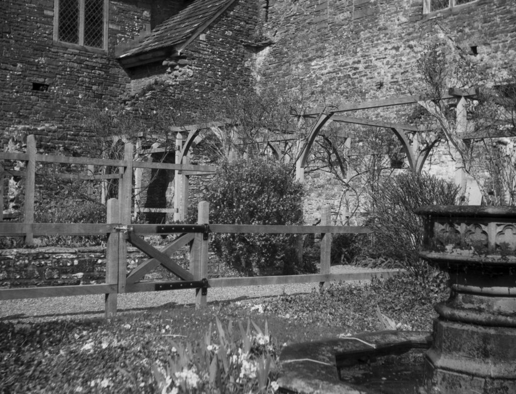 Tretower Castle and Court B&W photo