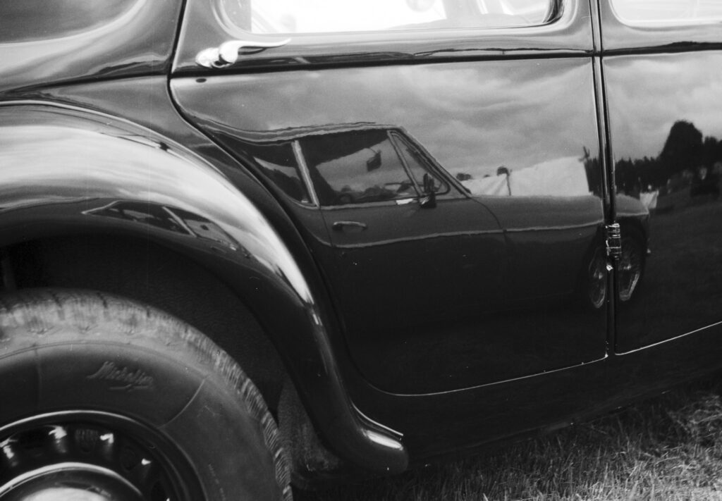 Vintage machinery rally B&W photo