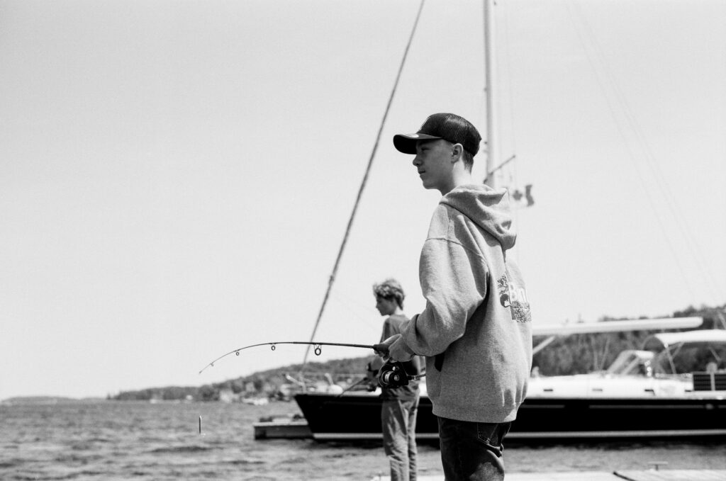 Two boys fishing