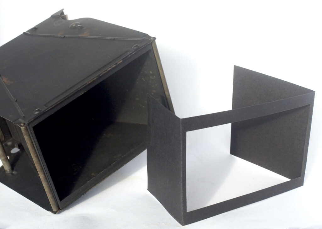 Simple mask to reduce the width to 56mm, the 120 film's image width.