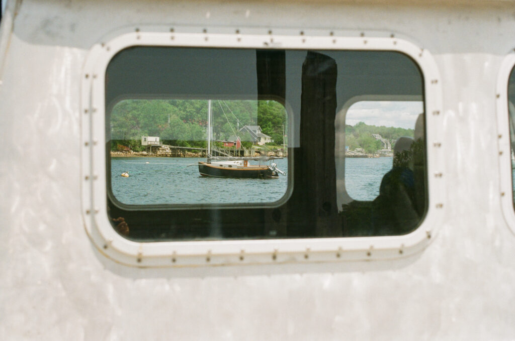 View of ocean through boat window
