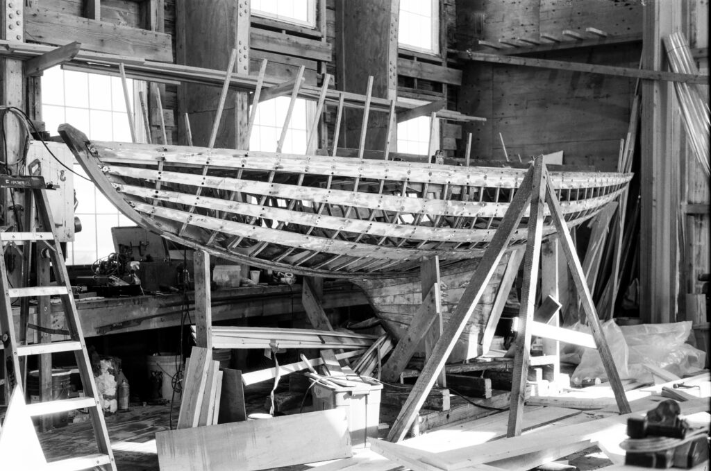 Frame of wooden boat