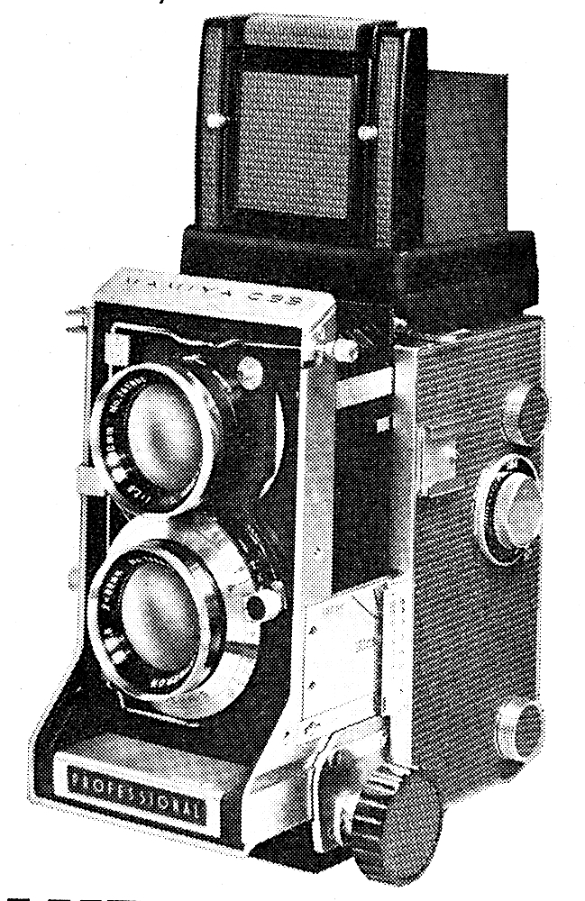 The Mamiya C33. The plate on the bottom right of the lens panel is inscribed with focus profiles for the available lenses with distances read off the scale on the body side.