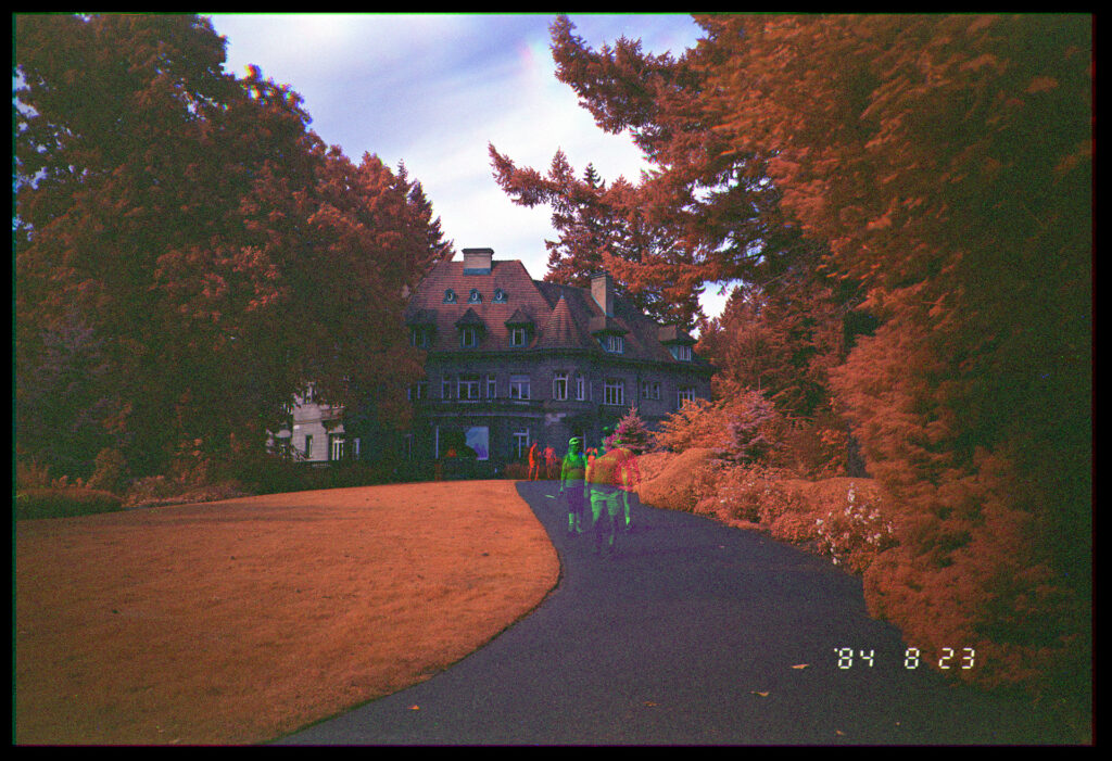 Infrared trichrome of Pittock Mansion