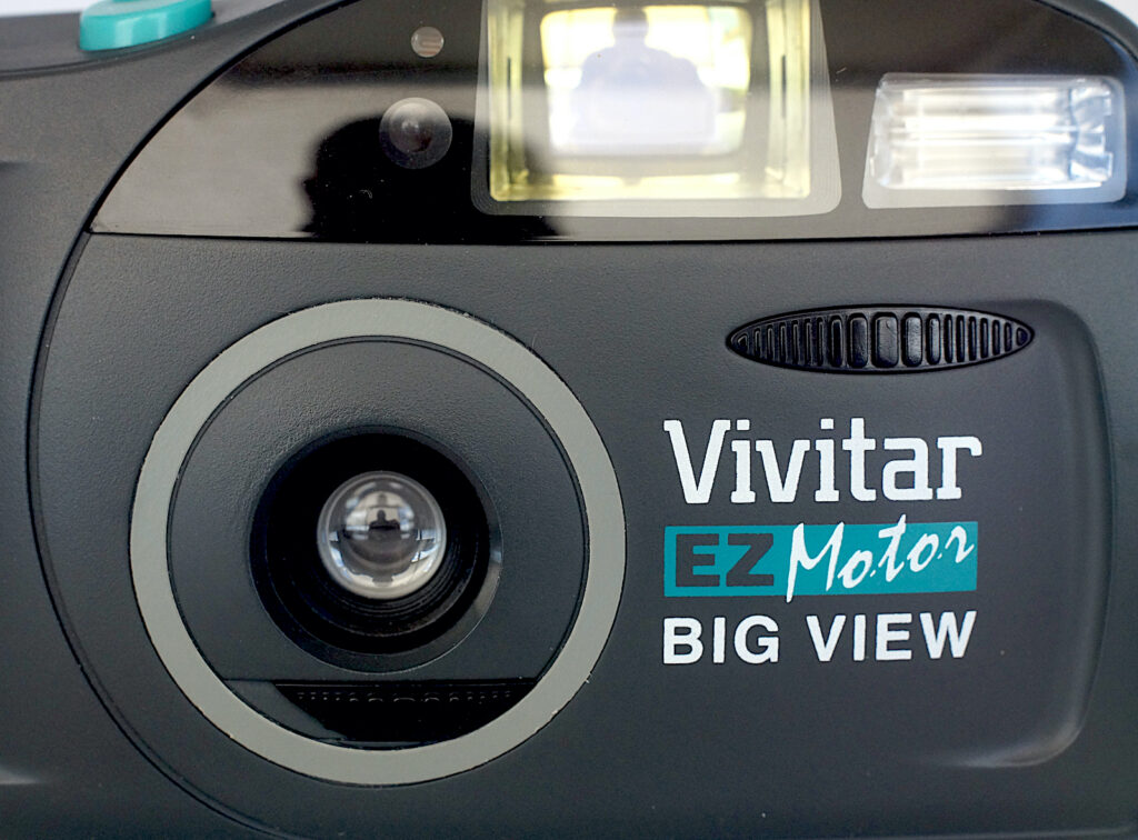 Detail showing finder, lens, flash and sensors.