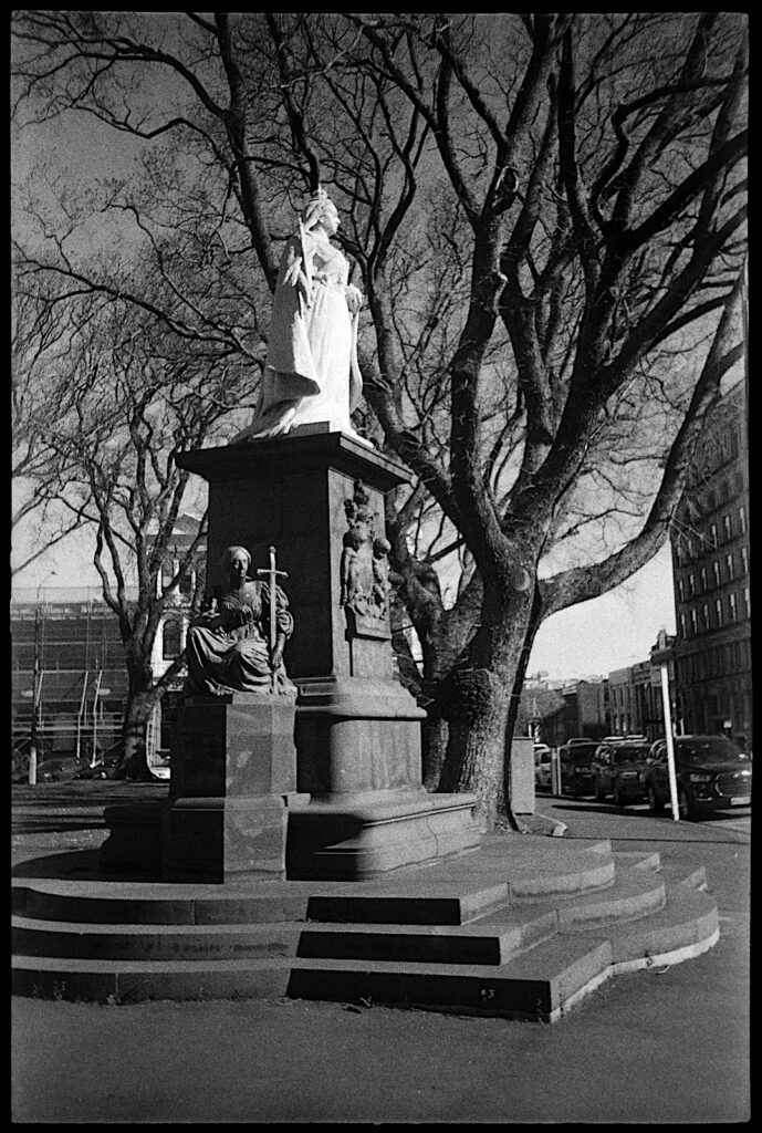 The monument to Queen Victoria in Dunedin’s Queen’s gardens.