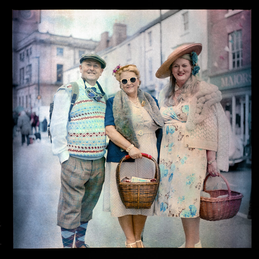 man and ladies in 1940s style ready for a picnic Taken with Yashica Mat EM and 47-year old Kodacolor 400 expired in 1997 rated at ISO12