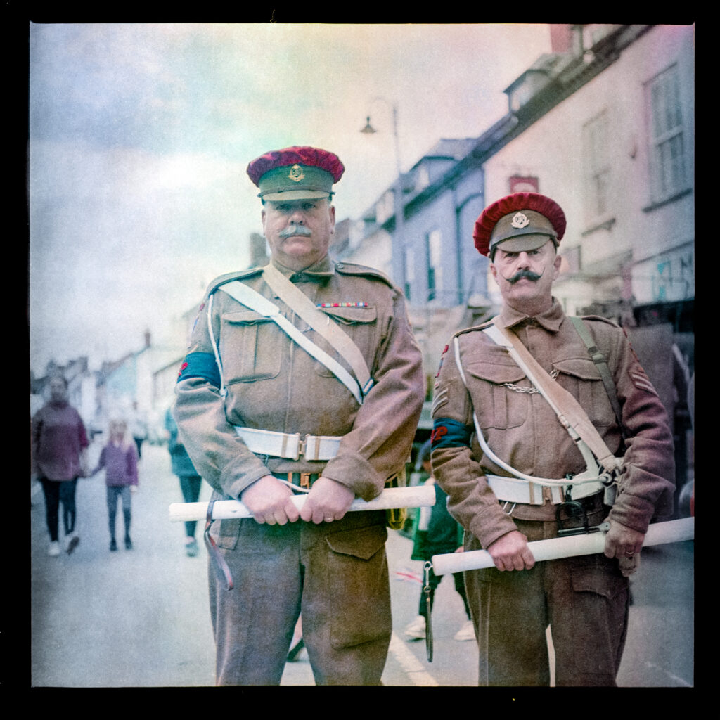 vintage military police men Taken with Yashica Mat EM and 47-year old Kodacolor 400 expired in 1997 rated at ISO12