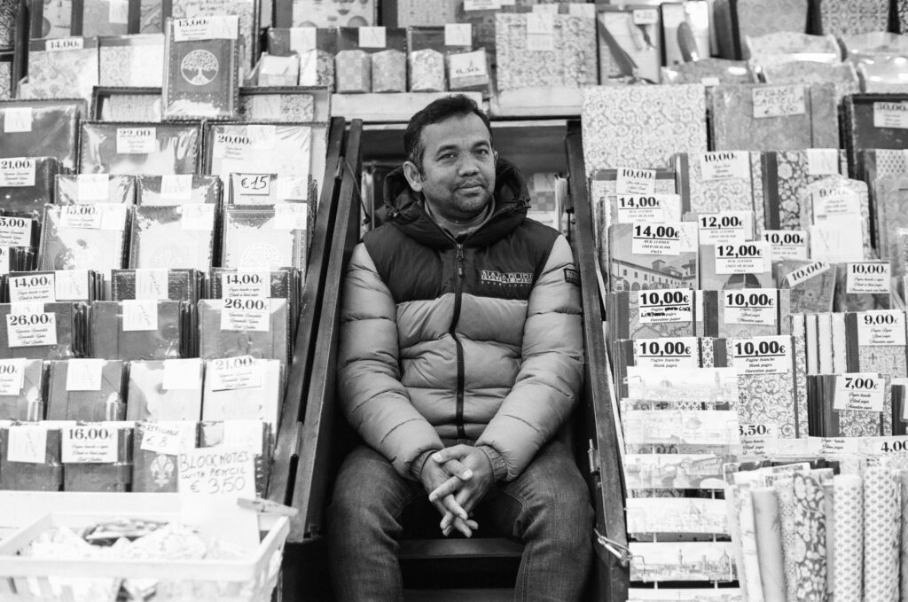 Postcard salesman