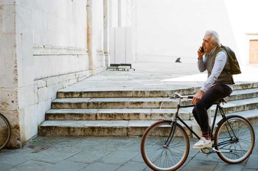 Italian man on bicycle