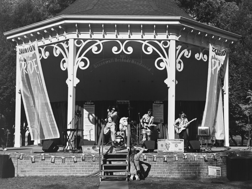 A band playing on a stage