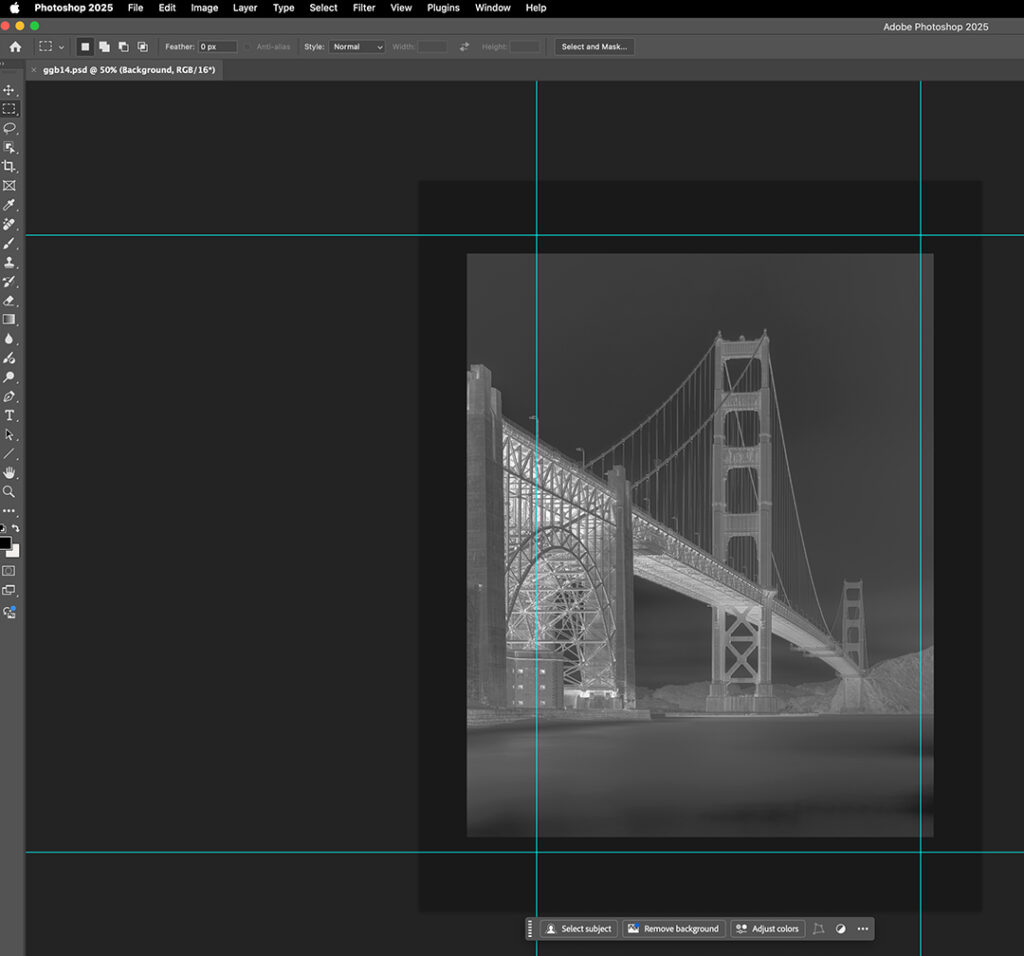 Preparing the file in Photoshop before printing the negative