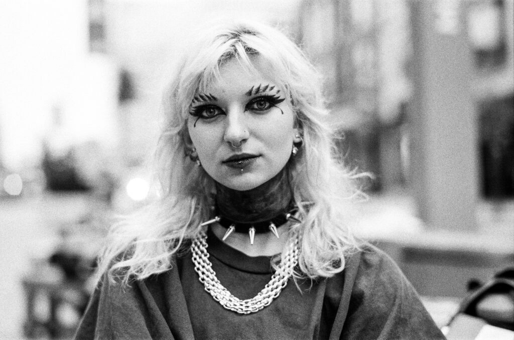 Woman in punk rock attire