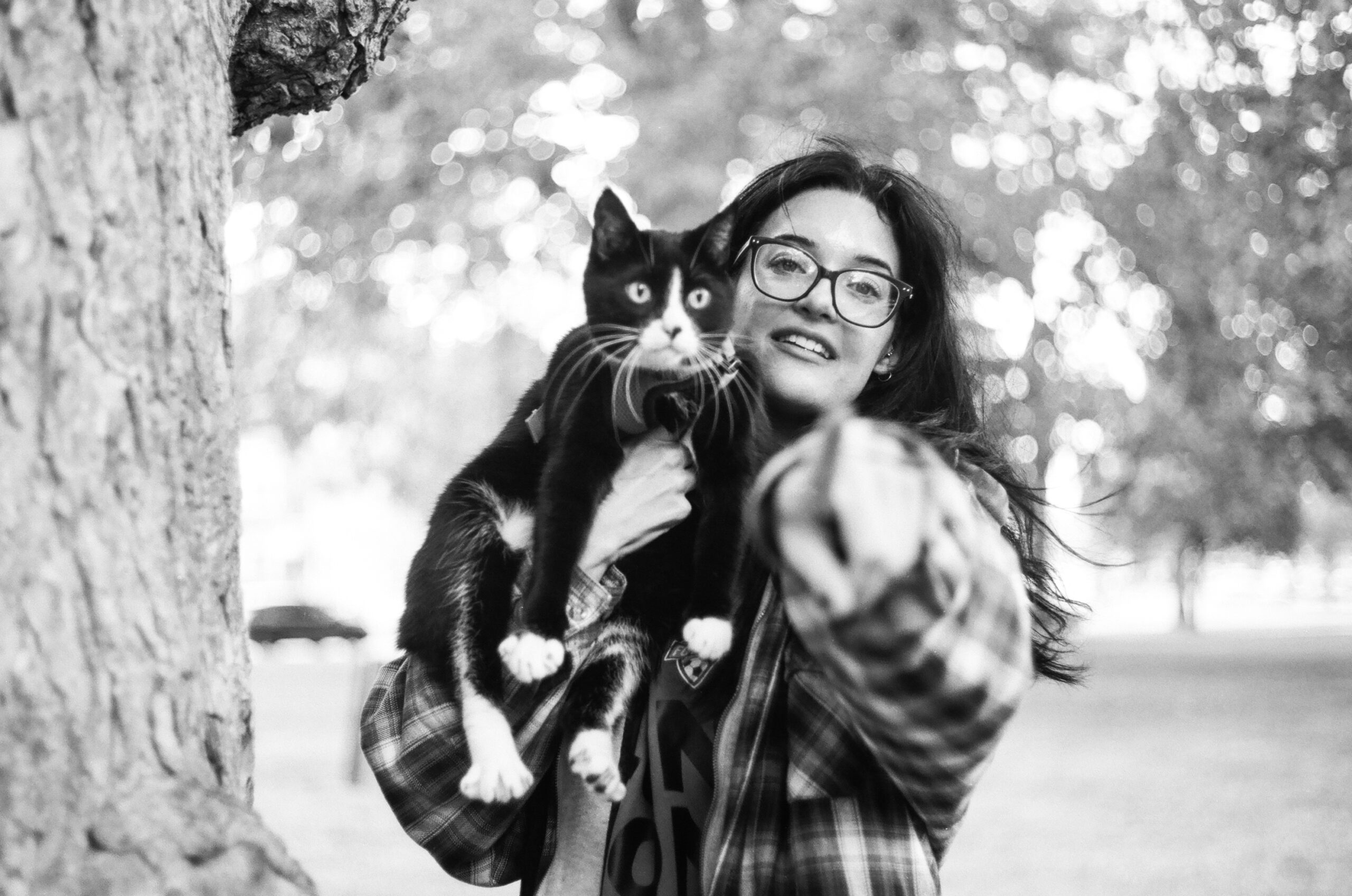 Woman holding cat