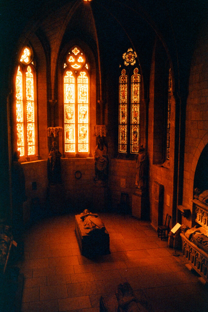 Sunlight through the chapel window at the Cloisters