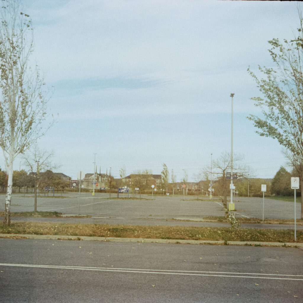 An empty parking lot.