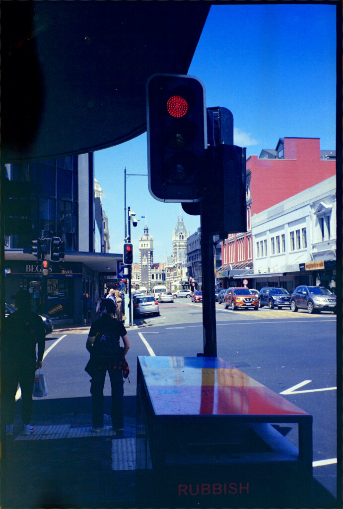  Lower Stuart Street, Central Dunedin with the historic Law Courts and Railway Station in the distance.